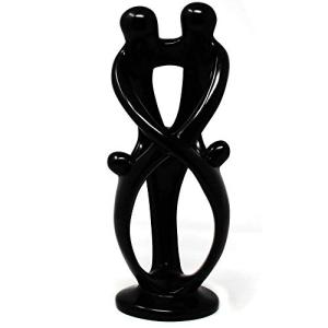 Soapstone Family Sculpture - 10-inch Black Carving