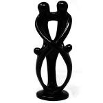 Soapstone Family Sculpture - 10-inch Black Carving