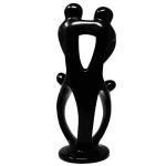Soapstone Family Sculpture - 10-inch Black Carving