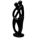 Soapstone Family Sculpture - 10-inch Black Carving