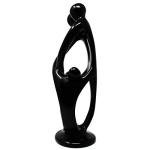 Soapstone Family Sculpture - 10-inch Black Carving