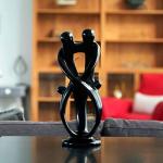 Soapstone Family Sculpture - 10-inch Black Carving