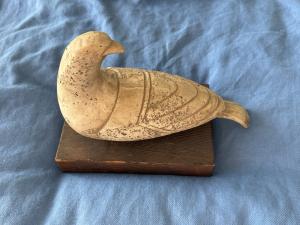 Vintage 1960s Stone Bird Sculpture on Wood Base