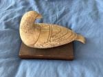 Vintage 1960s Stone Bird Sculpture on Wood Base