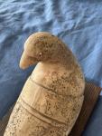 Vintage 1960s Stone Bird Sculpture on Wood Base