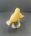 Stone Carved Orange Sparrow Sculpture, Adorable Folk Art