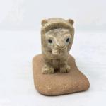 Hand Carved Lion Figurine with Sandstone Base