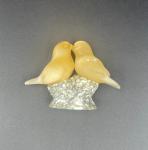 Stone Carved Orange Sparrow Sculpture, Adorable Folk Art