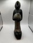 Hand Carved Stone Woman with Basket Sculpture