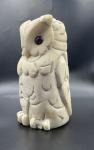 White Stone Polar Owl Sculpture – Rustic Inuit Art