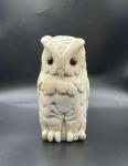 White Stone Polar Owl Sculpture – Rustic Inuit Art