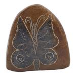Signed Hand Etched Stone Butterfly Sculpture 3.75