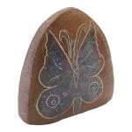 Signed Hand Etched Stone Butterfly Sculpture 3.75