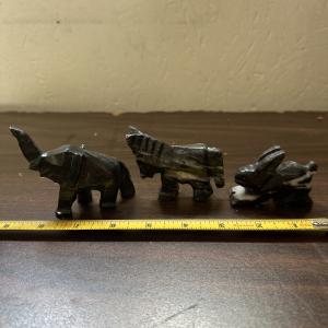 Miniature Hand Carved Stone Animal Sculptures Set