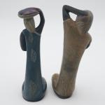 Stone Carved Inuit Women Figurines - 7.5" Pair