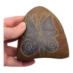 Signed Hand Etched Stone Butterfly Sculpture 3.75