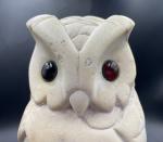 White Stone Polar Owl Sculpture – Rustic Inuit Art