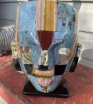 Teal Blue Mosaic Burial Mask Stand 8.6