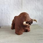 Hand Carved Stone Bison Folk Art Sculpture