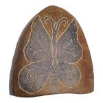 Signed Hand Etched Stone Butterfly Sculpture 3.75