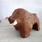 Hand Carved Stone Bison Folk Art Sculpture