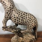 Hand-Carved Leopard Cheetah Stone Sculpture