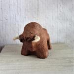 Hand Carved Stone Bison Folk Art Sculpture