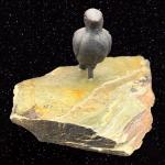 Primitive Bird Sculpture on Stone Base