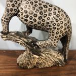 Hand-Carved Leopard Cheetah Stone Sculpture