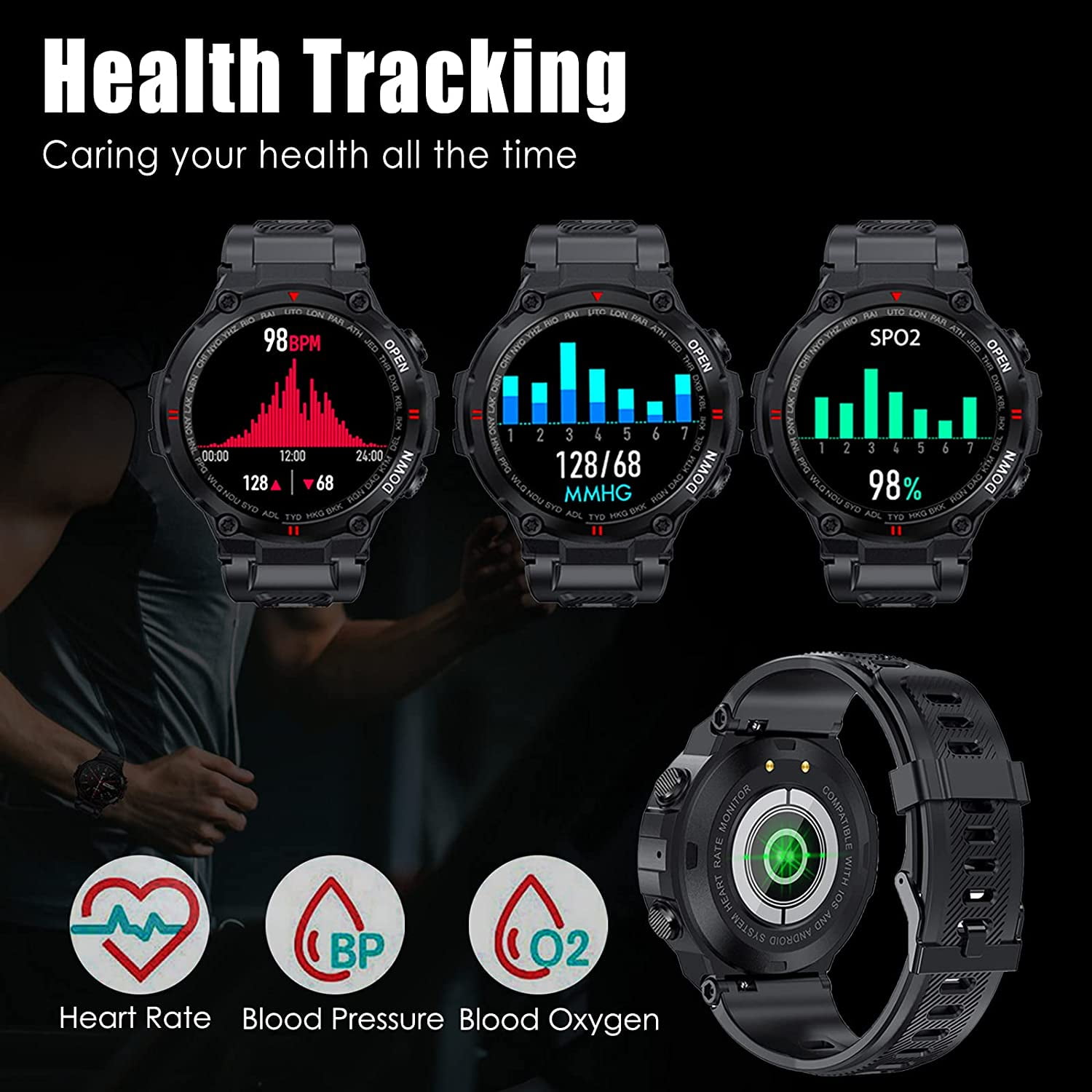 Outdoor Smartwatch for Men with Fitness Tracker