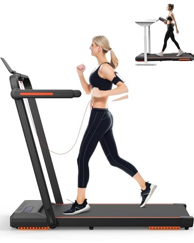 Dskeuzeew 2-in-1 Folding Treadmill with Remote Control