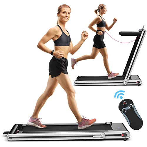COSTWAY 2 in 1 Folding Treadmill, 2.25HP with Bluetooth