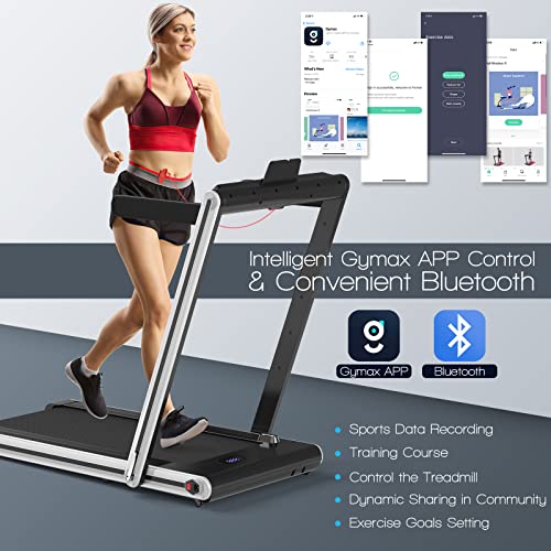 COSTWAY 2 in 1 Folding Treadmill, 2.25HP with Bluetooth