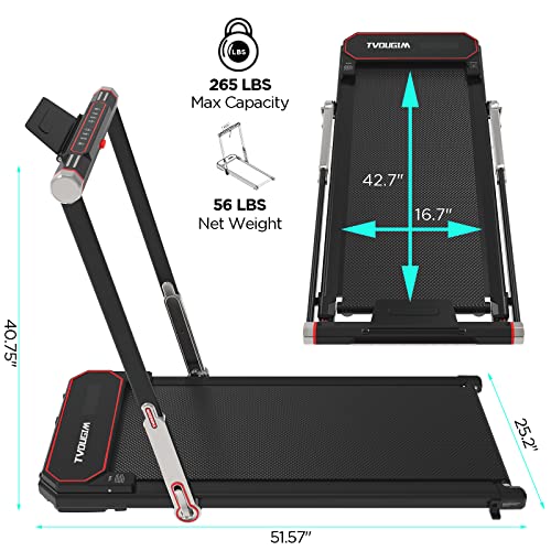 Tvdugim Foldable Treadmill, 2.5HP, Wide Running Belt