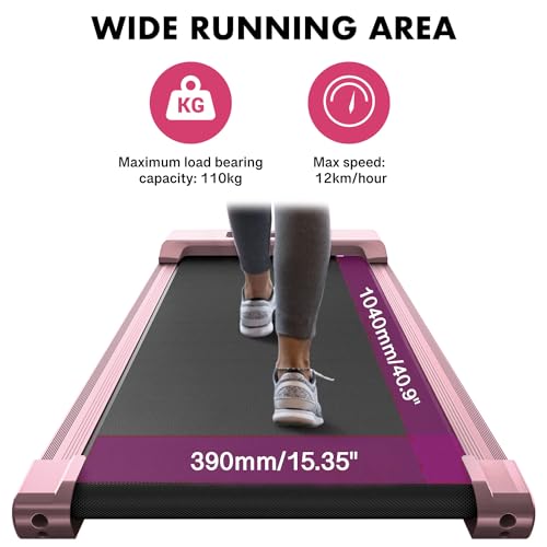 Pink Under Desk Treadmill with Bluetooth & Remote Control