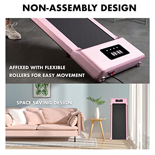 Pink Under Desk Treadmill with Bluetooth & Remote Control