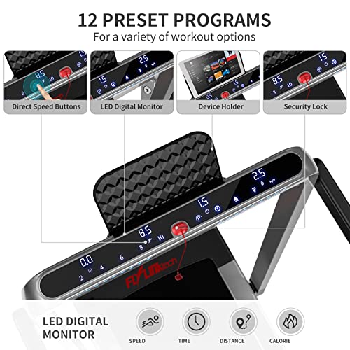 FLYLINKTECH 2-in-1 Folding Treadmill with Bluetooth Control