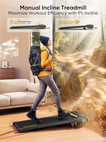 Toputure Walking Pad Treadmill, 9% Incline, Desk-friendly