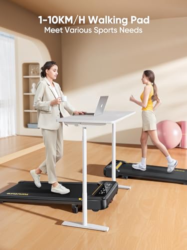 Toputure Walking Pad Treadmill, 9% Incline, Desk-friendly