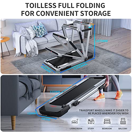 FLYLINKTECH 2-in-1 Folding Treadmill with Bluetooth Control