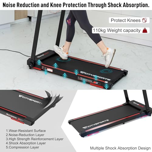 CITYSPORTS Foldable Treadmill with Bluetooth Speaker