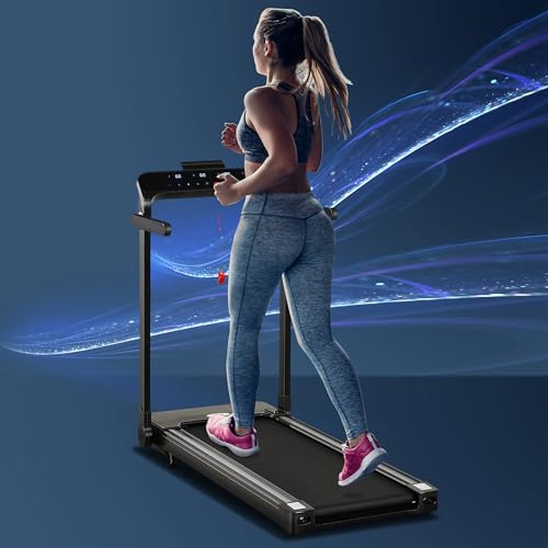 HOMCOM Folding Treadmill, 1.85HP Machine 12KM/H 12 Pre-Programs