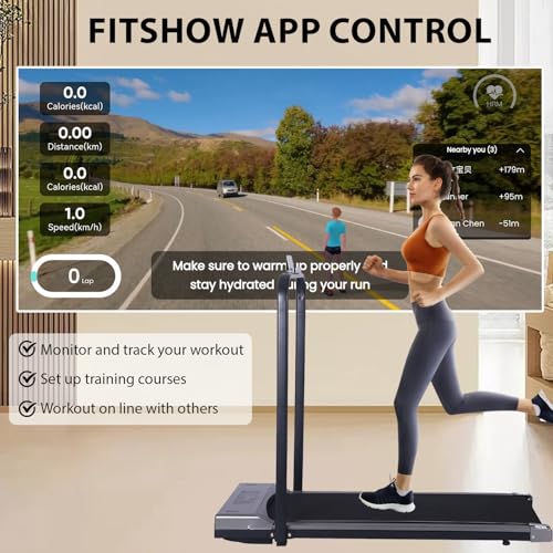 Foldable Under Desk Treadmill with Bluetooth Speaker & Remote