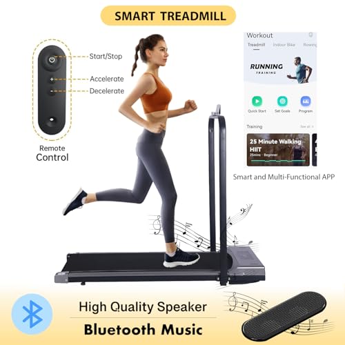 Foldable Under Desk Treadmill with Bluetooth Speaker & Remote