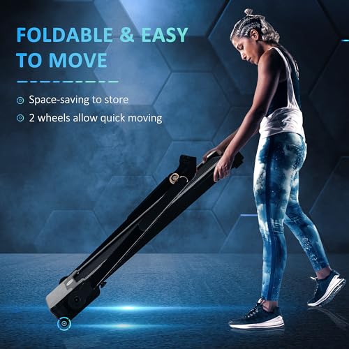 HOMCOM Folding Treadmill, 1.85HP Machine 12KM/H 12 Pre-Programs