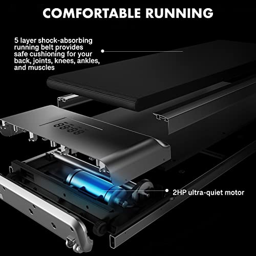 Foldable Under Desk Treadmill with Bluetooth Speaker & Remote