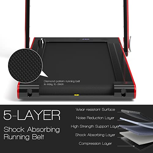 2-In-1 Folding Electric Treadmill with APP Control (Red)