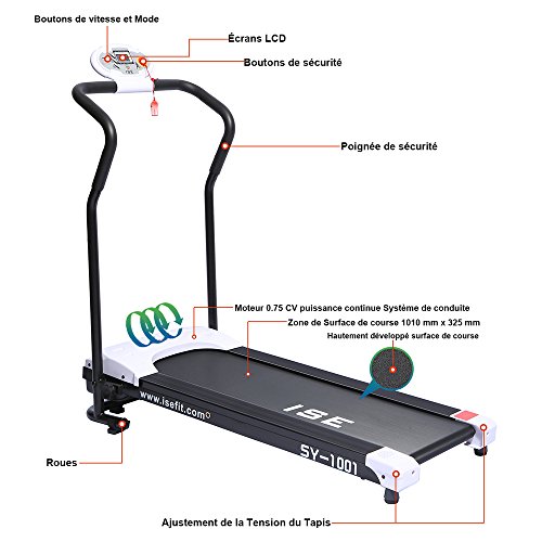 ISE Folding Electric Treadmill, Motorized 10 km/h, Silent