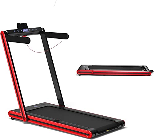 2-In-1 Folding Electric Treadmill with APP Control (Red)