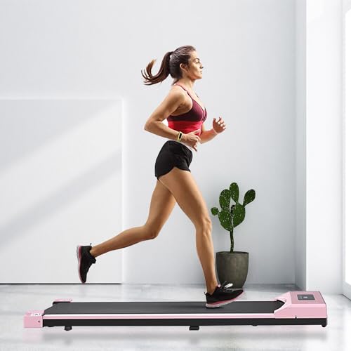 Trintion Electric Under Desk Treadmill Pink LED Display